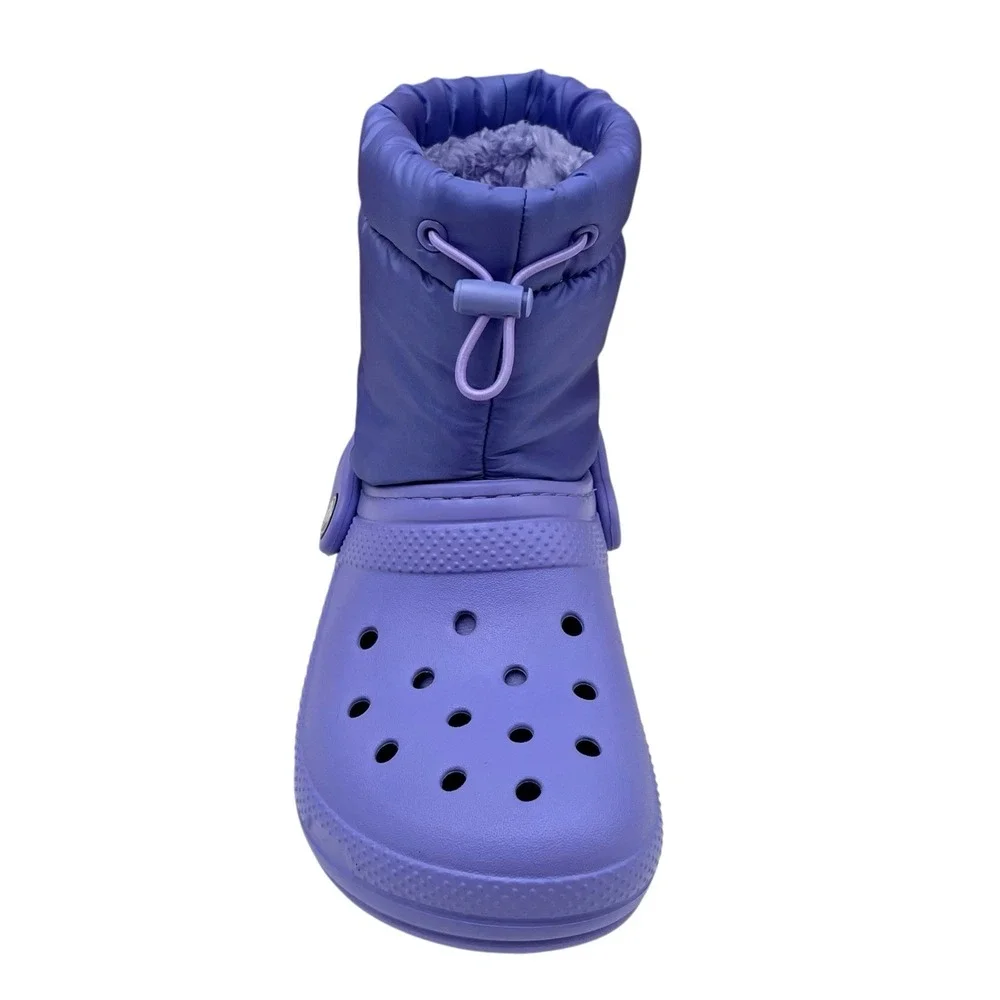 Crocs Classic Youth Girls Lined Neo Puff‎ Boots Size 2 Digital Violet Faux Fur